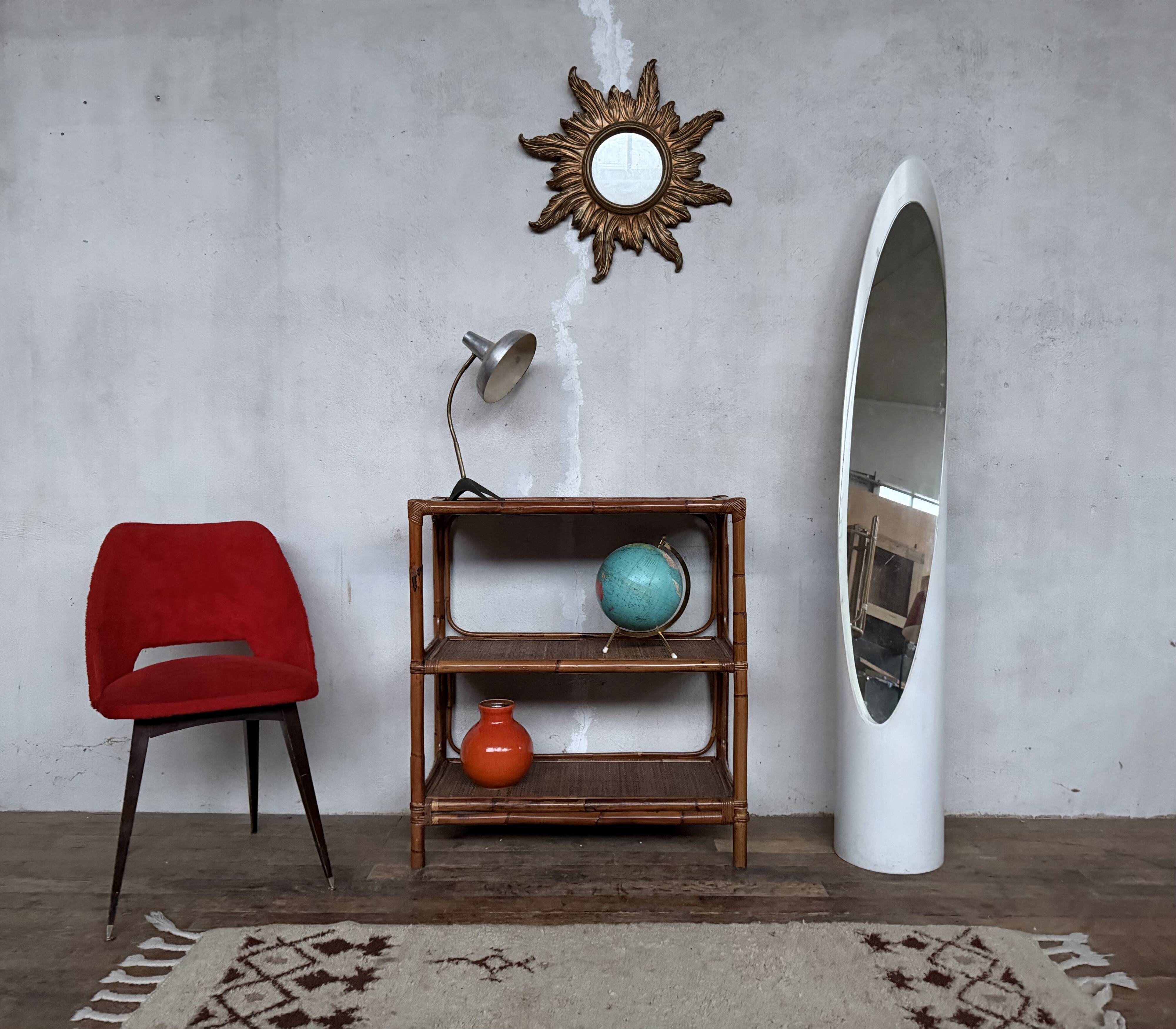 Vintage rattan bamboo wicker bookshelf