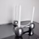 Scandinavian Boomerang candle holders, aluminium, Denmark, 1970