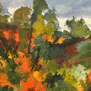 Swedish Oil on Canvas "Autumn Landscape" by Stig Hallblom, Vintage & Framed