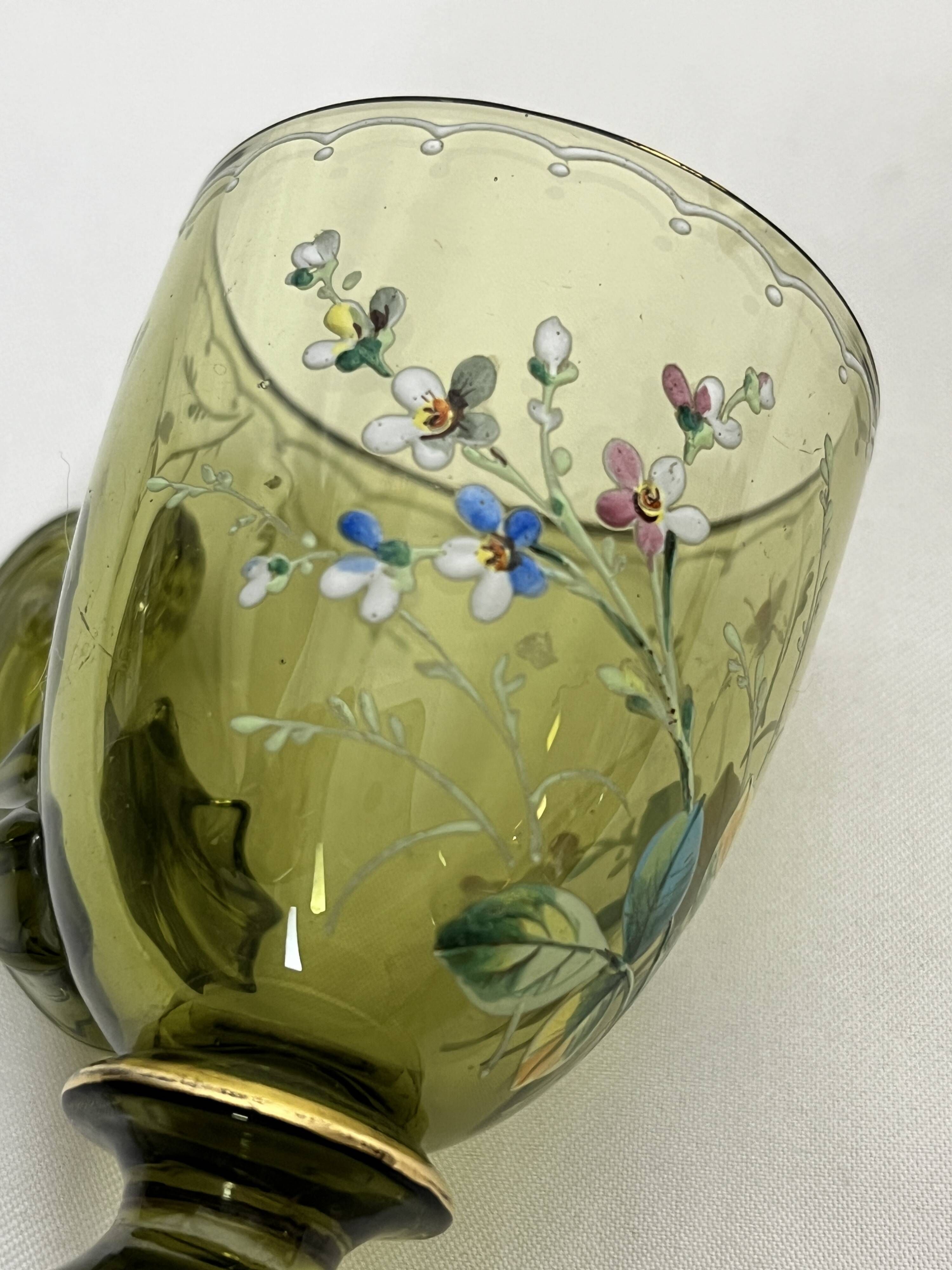 Art Nouveau, two enameled glass and gold cups early 20th century