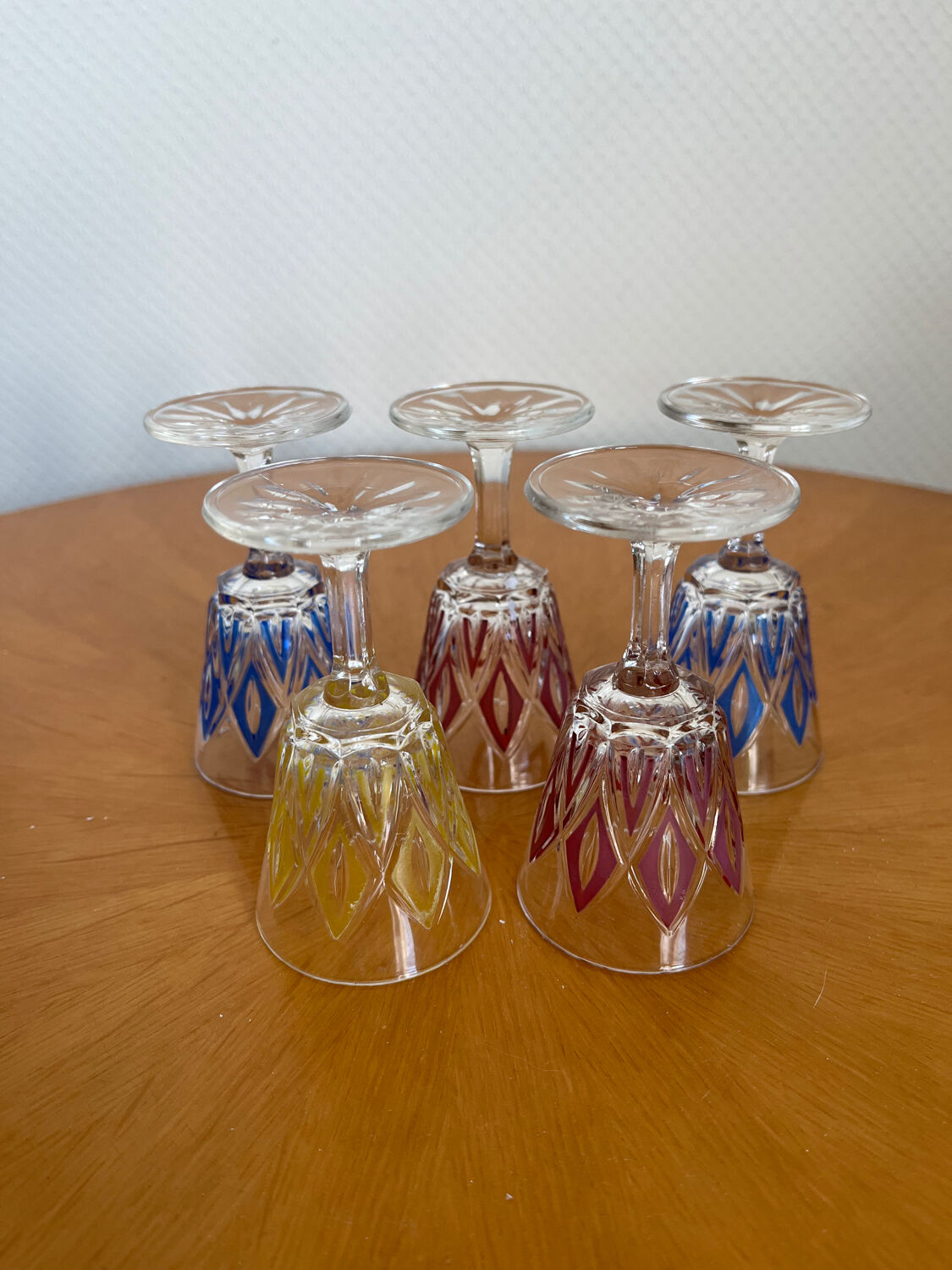 Set of 5 liquor glasses in crystal Reims 1950