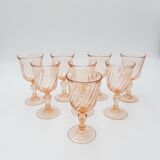 Set of 8 pink glasses