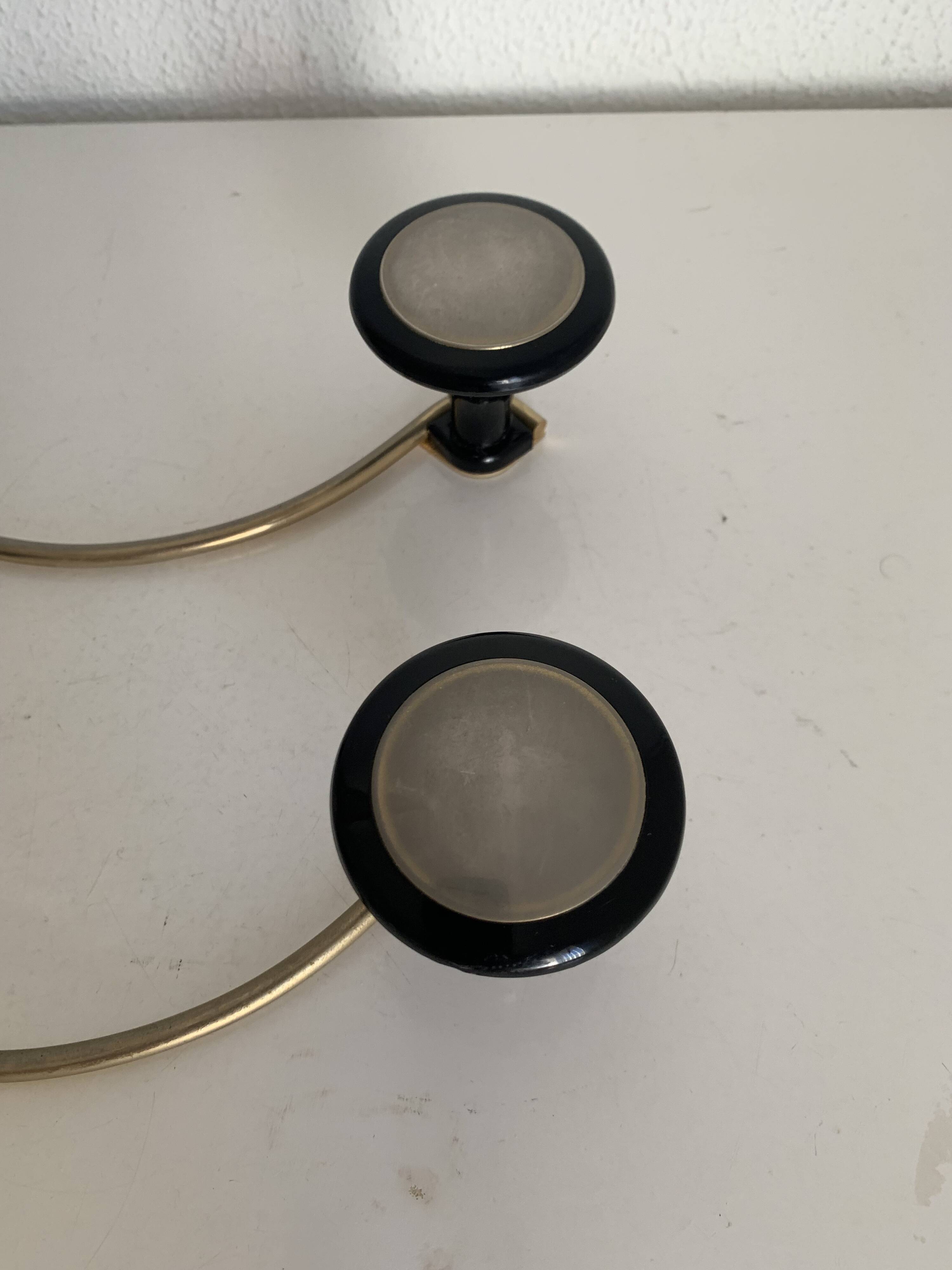Paire de portemanteau doré 2 patères,  années 60