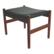Ottoman - stool, teak - faux leather, Spottrup Denmark - 1960s