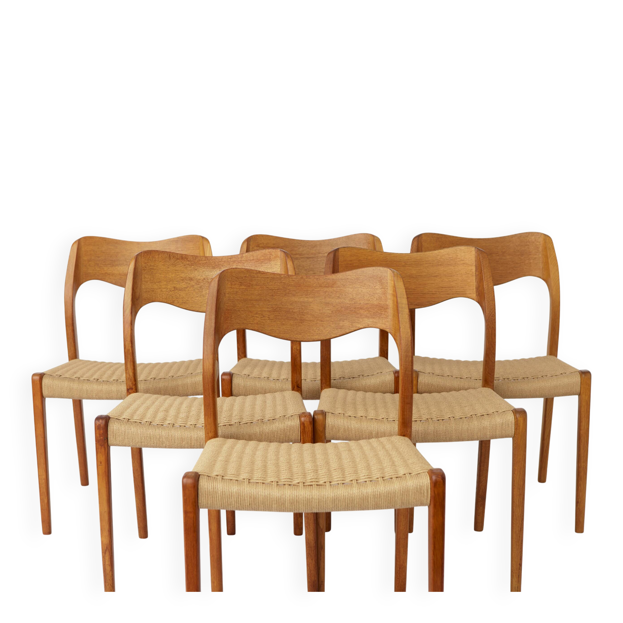 Set of 6 Niels Otto Møller Model 71 Dining Chairs, 1960s, Danish Vintage