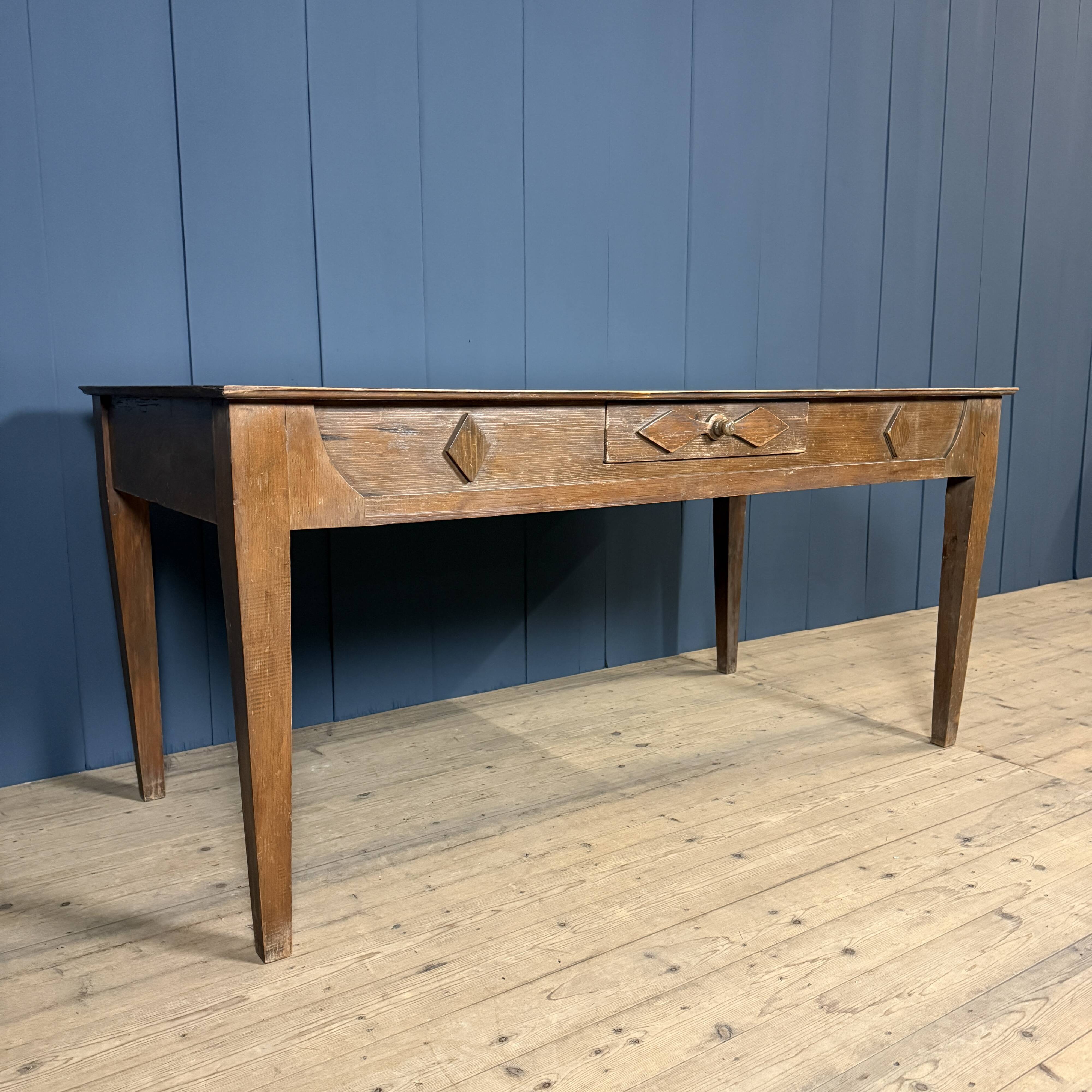 Old decorated wooden kitchen table
