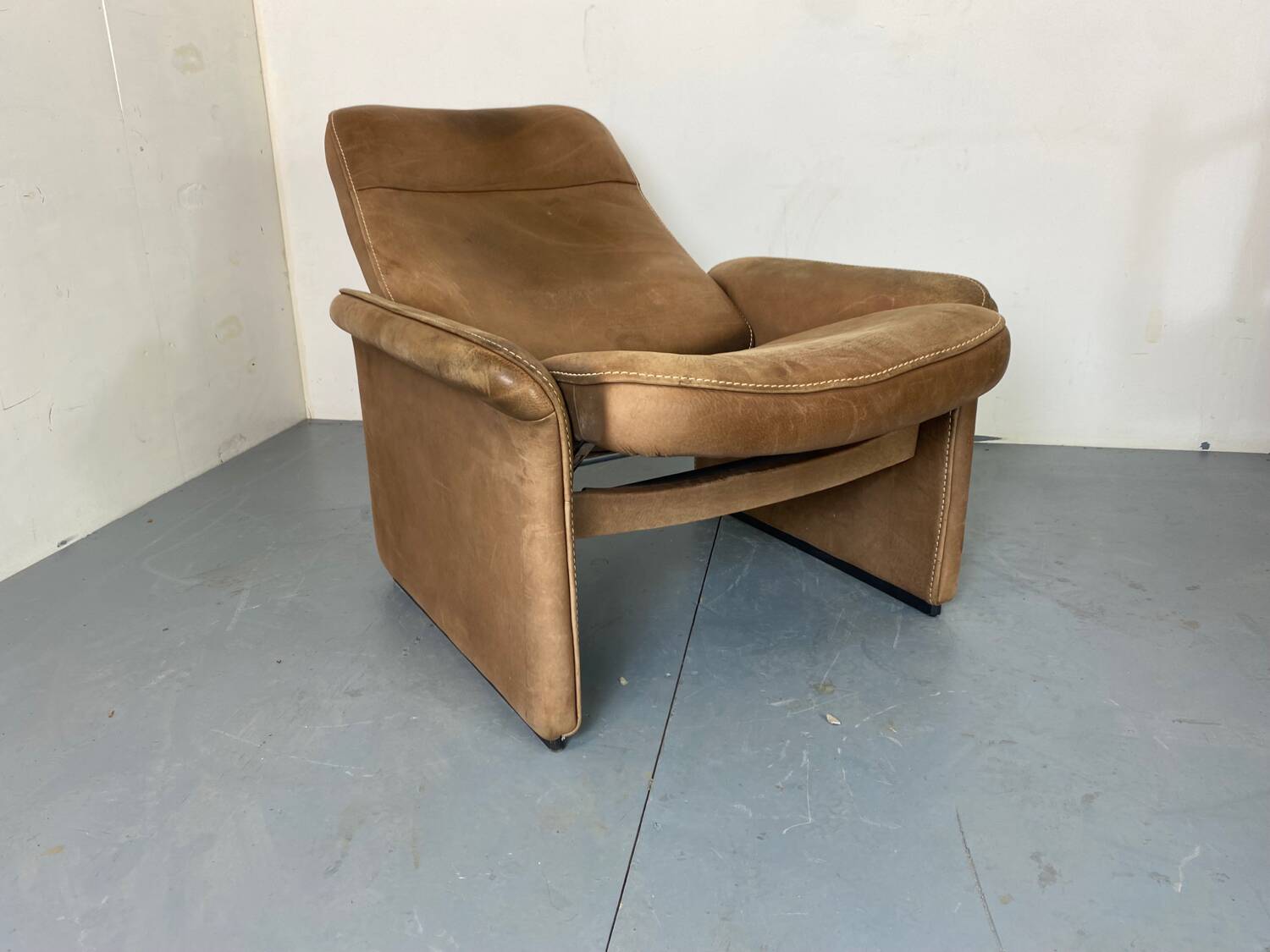 Fauteuil Modèle DS50 Mid-Century Brutaliste Moderniste en Cuir de de Sede, 1960s