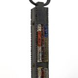 Poliarte Brutalist Italian Wrought Iron and Color Raw Glass Floor Lamp, 60