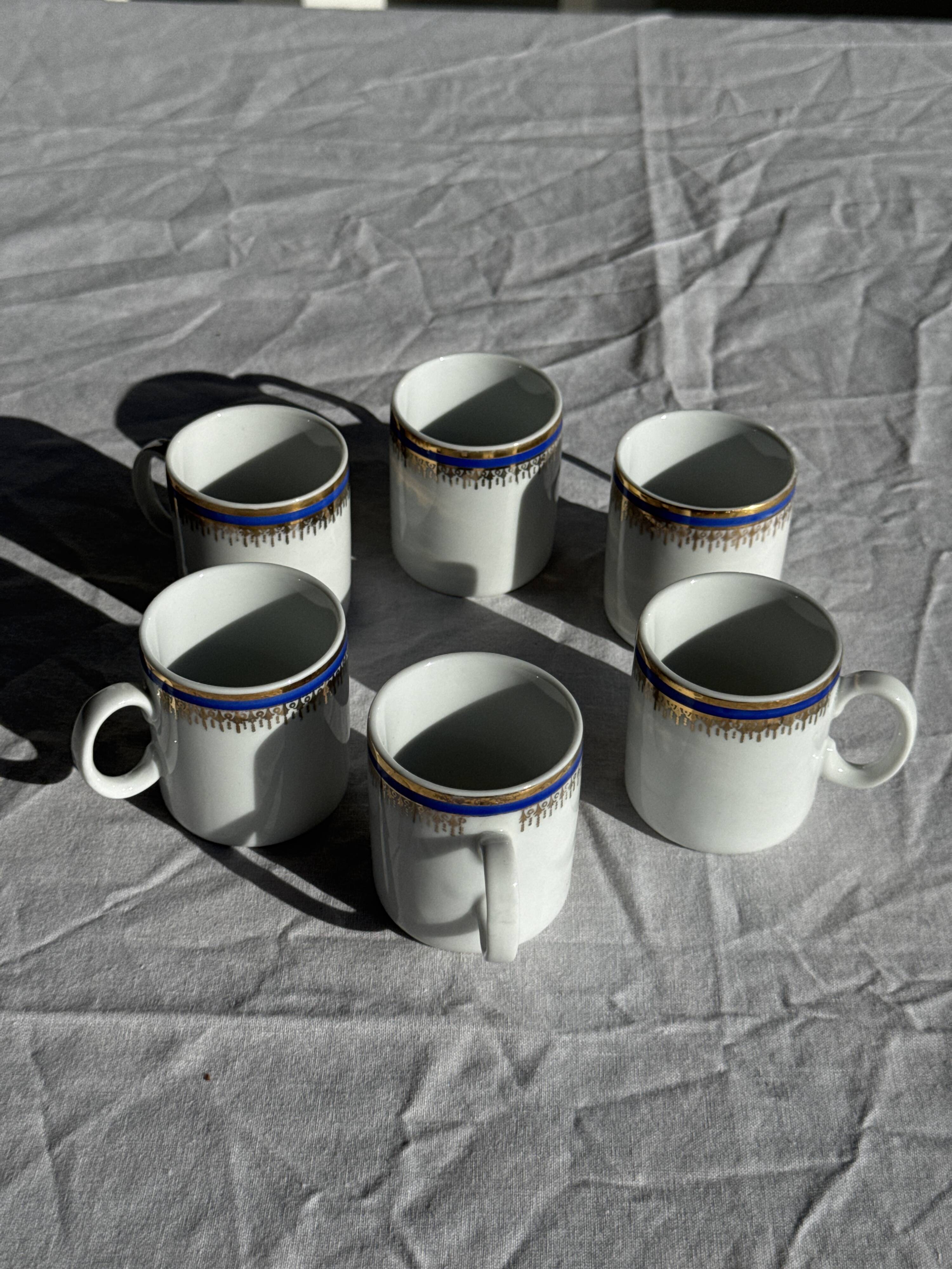 Set of 6 small espresso cups Germer Porcelain, made in Brazil.