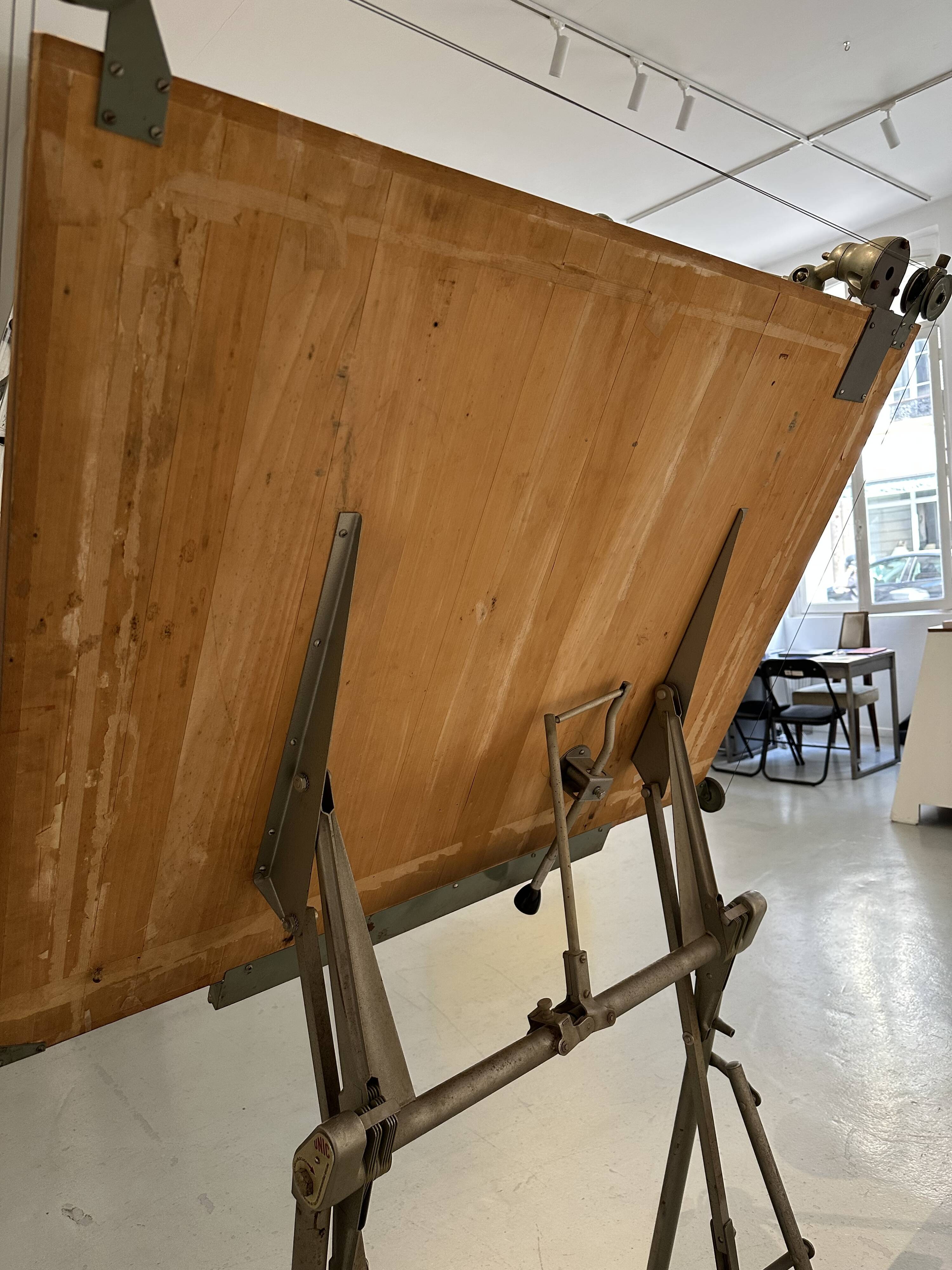 Architect's drawing table by Lucien Sautereau, 1940s – Jieldé lamp