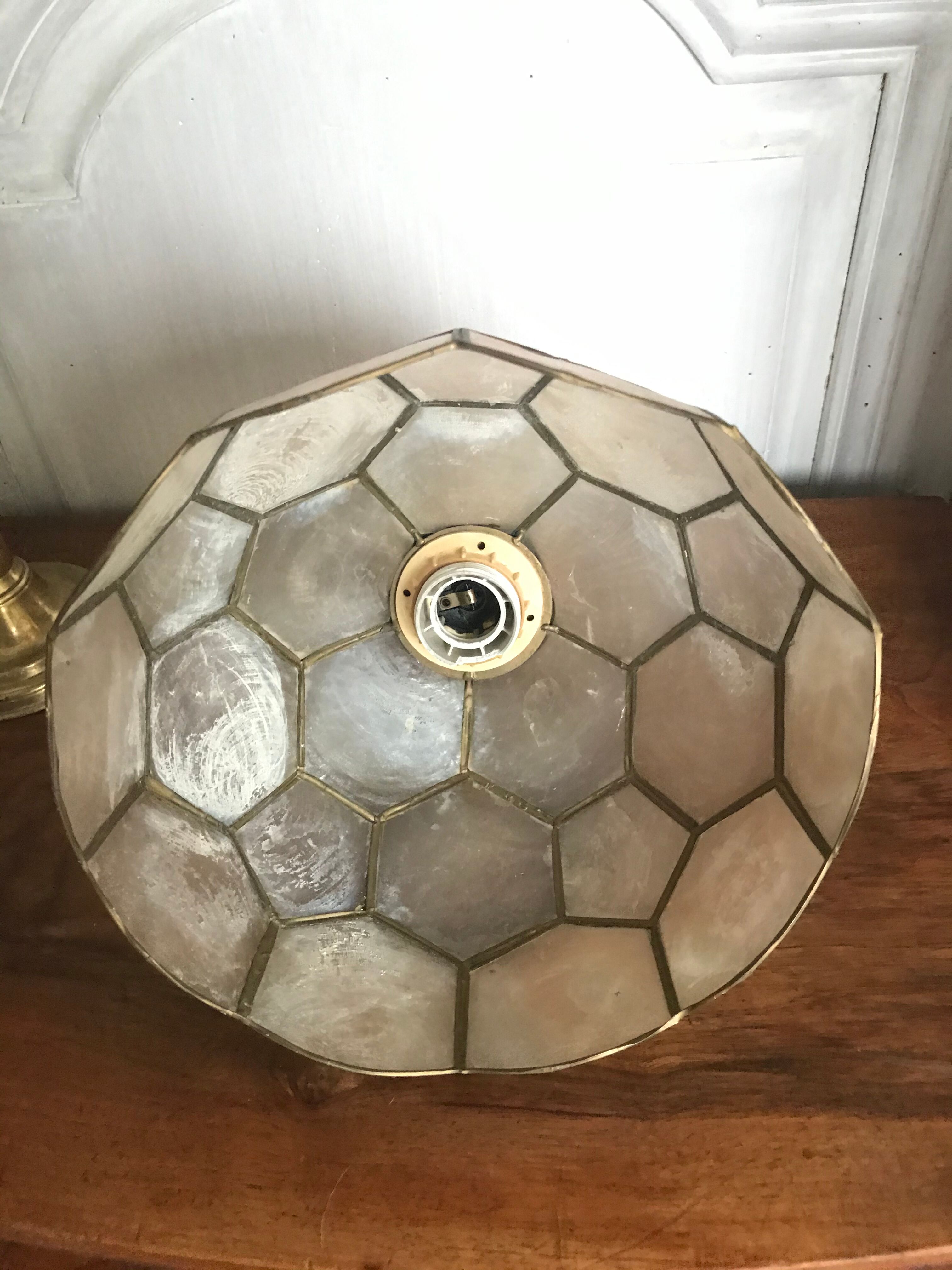 Mother-of-pearl and brass plafonnier