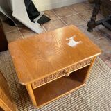 Pair of rattan bedside tables