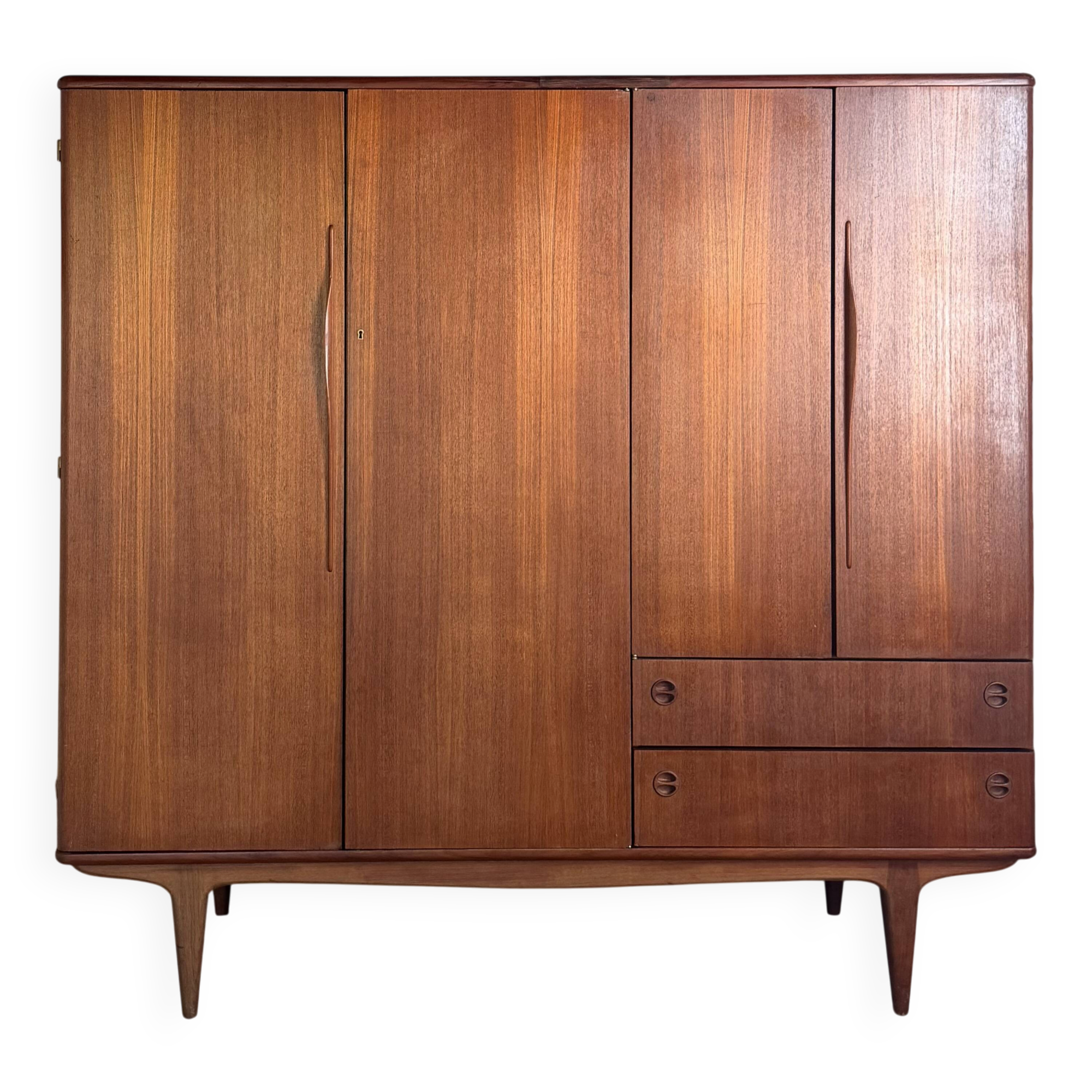 Vintage Scandinavian wardrobe in teak