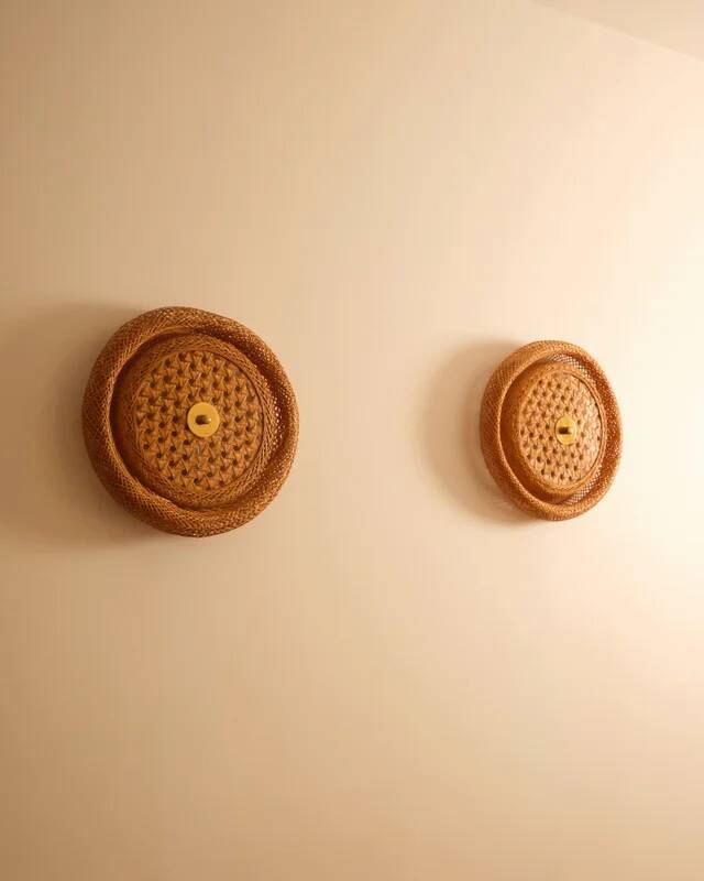 Rattan wall sconces
