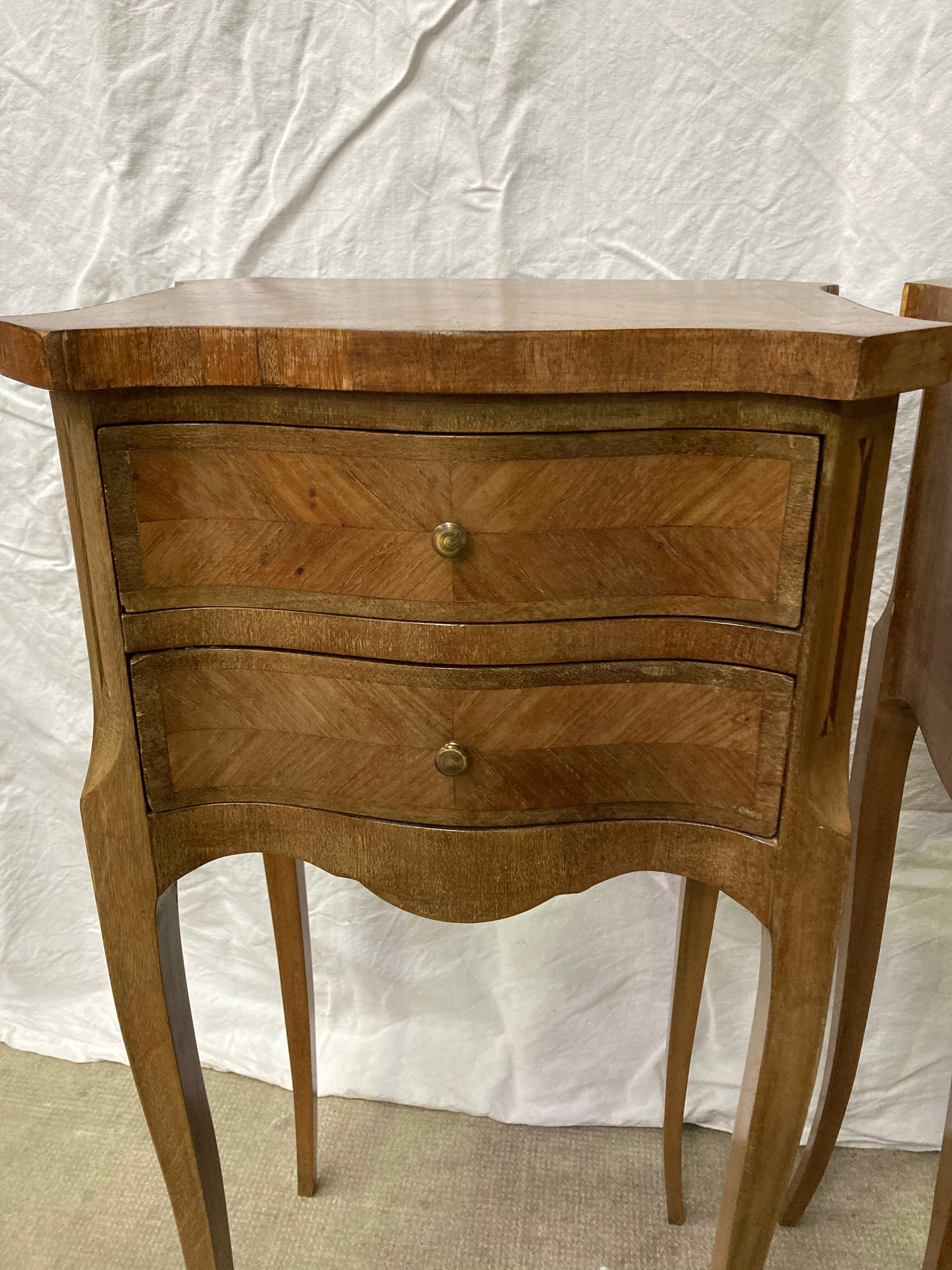 Pair of louis XV bedside tables in marquetry