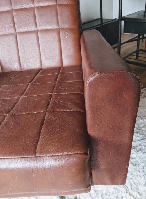 Swivel armchair skai and chrome 60s