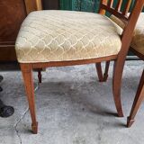 Series of 4 directory chairs in marquetry and cherry wood