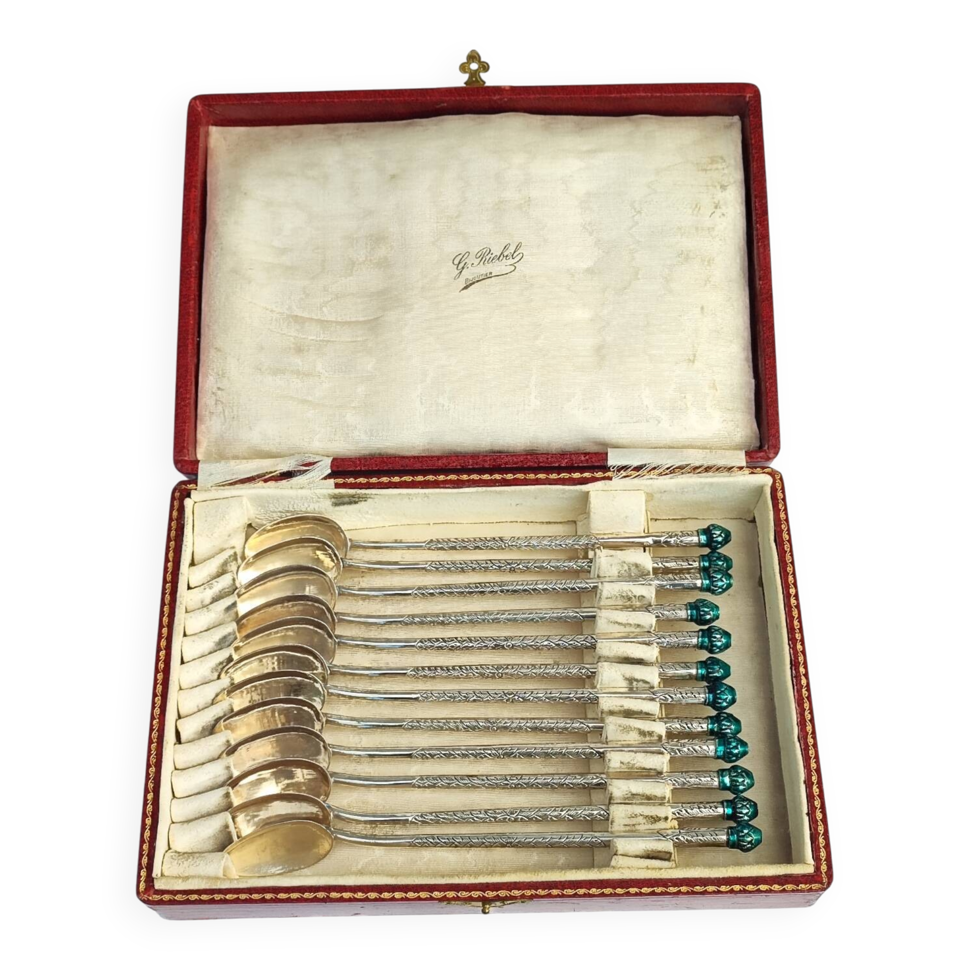 Boxed set of indonesion silver spoons