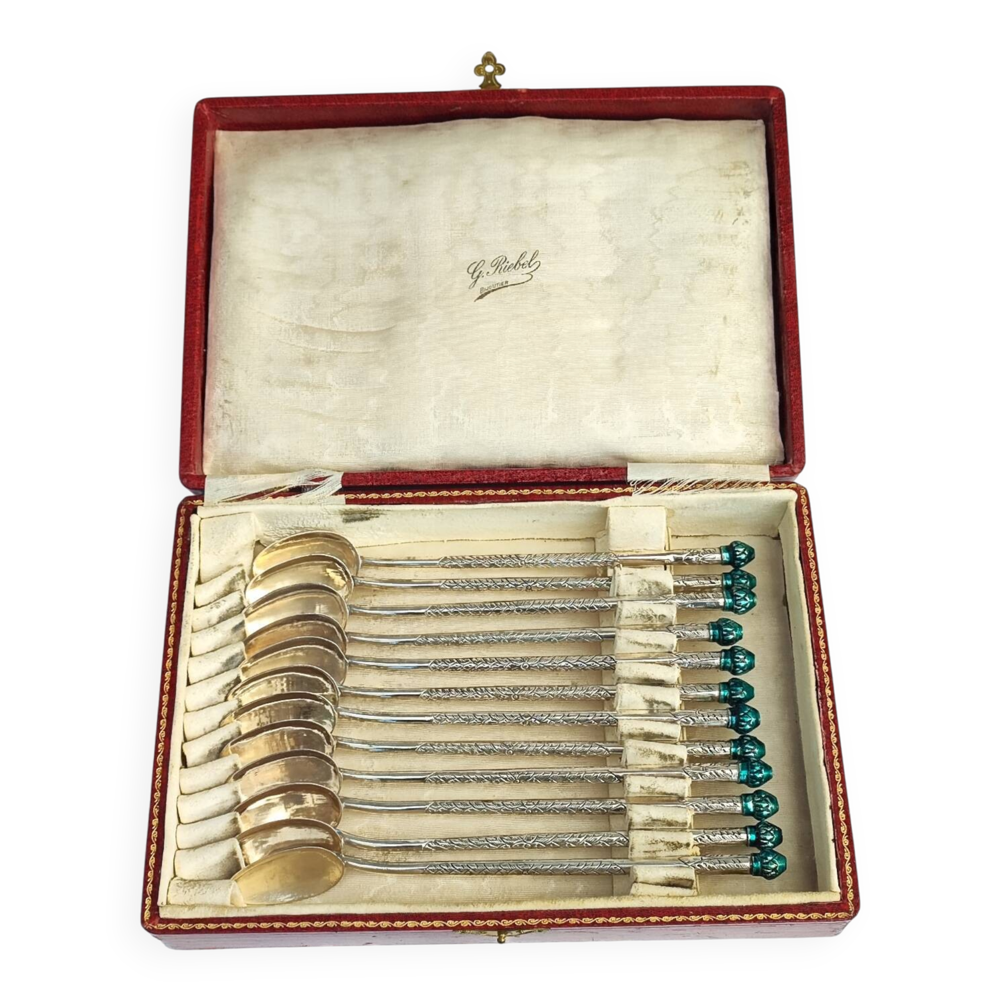 Boxed set of indonesion silver spoons
