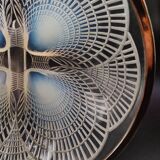 Rare Art Deco opalescent glass bowl with geometric shell motif by Lalique