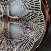 Rare Art Deco opalescent glass bowl with geometric shell motif by Lalique