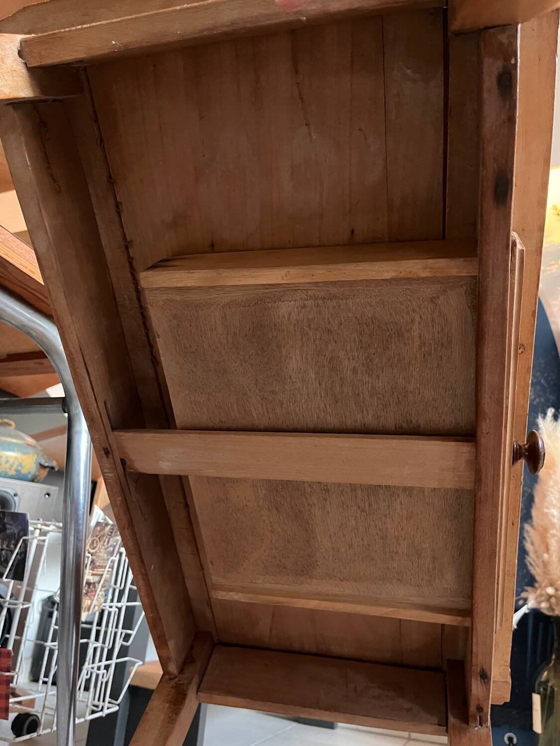 Old farmhouse coffee table in solid wood, 1 drawer