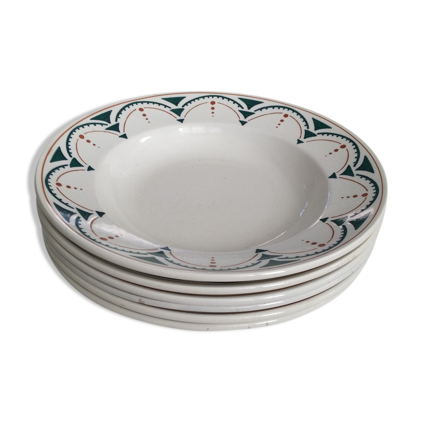 Set of 6 Art Deco plates in Lunéville porcelain model SUCCAO