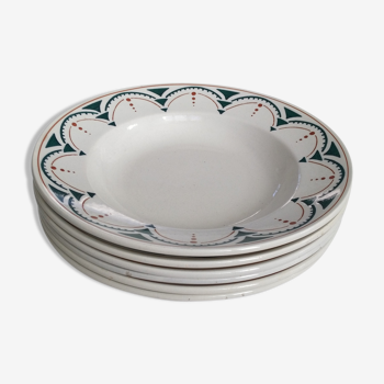Set of 6 Art Deco plates in Lunéville porcelain model SUCCAO
