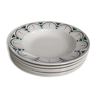 Set of 6 Art Deco plates in Lunéville porcelain model SUCCAO