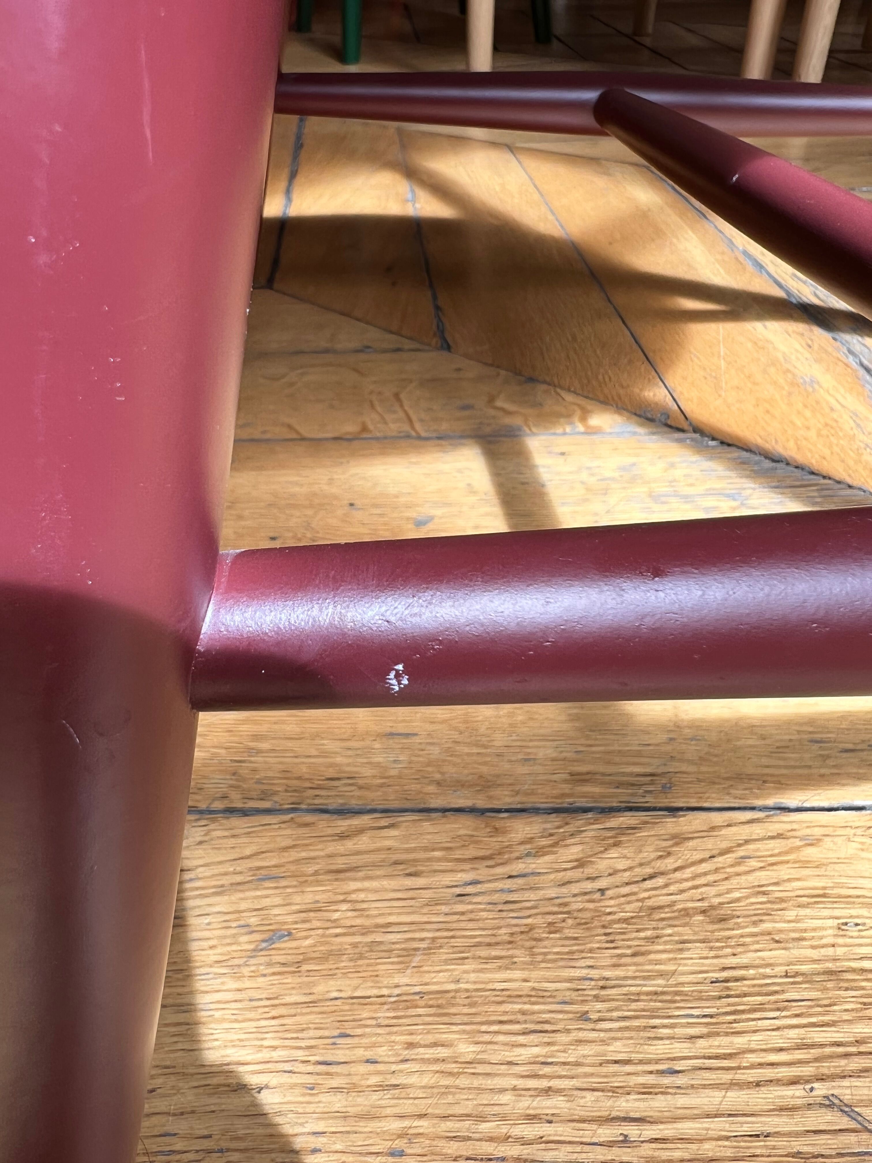 Wooden chair, FDB Mobler J46 burgundy