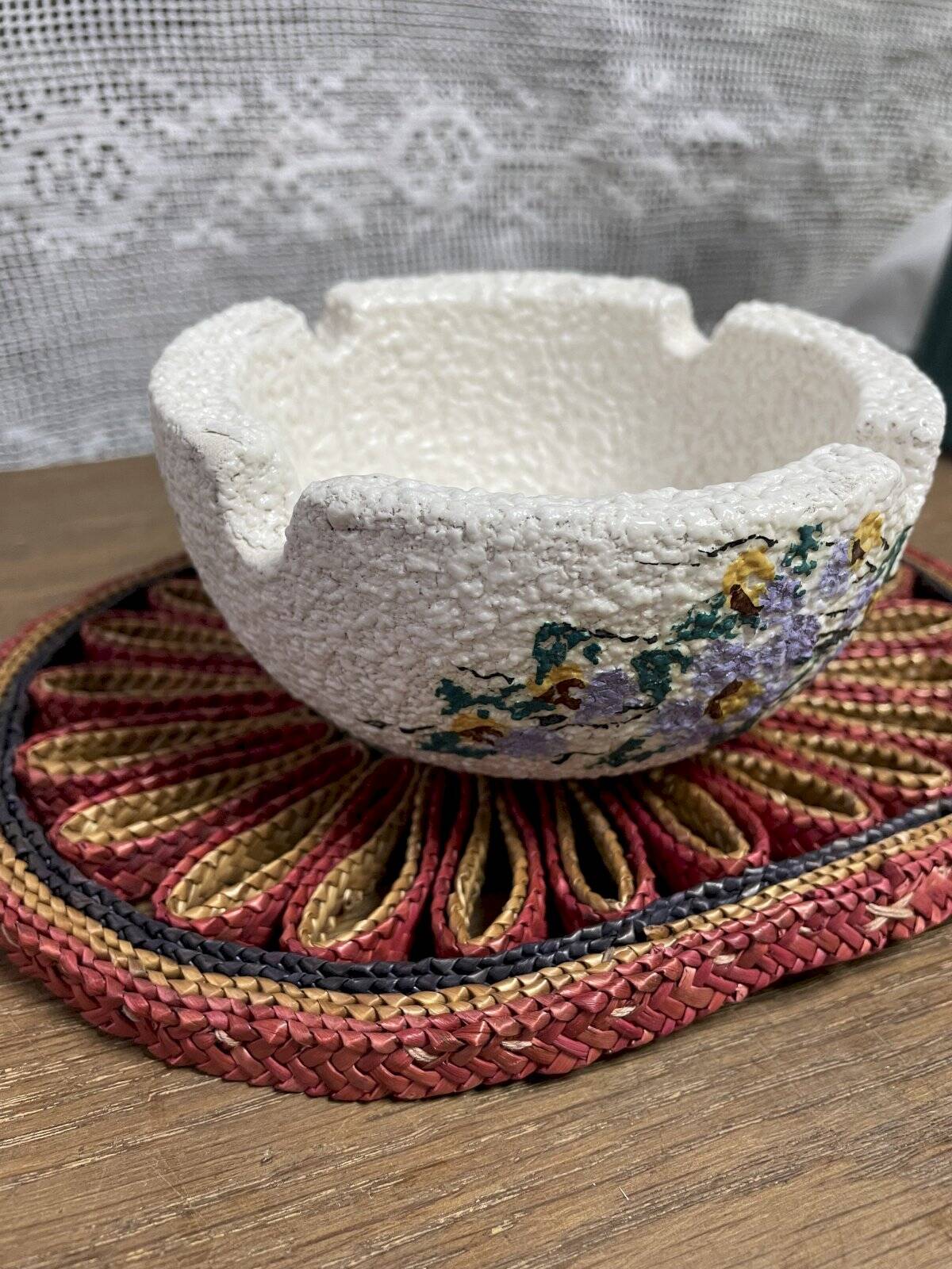 Vintage ceramic relief ashtray