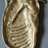 Art Nouveau Empty Pocket/Nude of a Woman/Mermaid on Shell. In gilded patinated bronze. Dim 20 x 10 cm