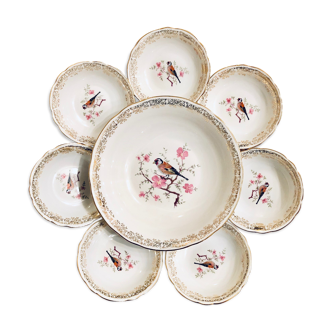 Saladier et 7 coupelles porcelaine Berry