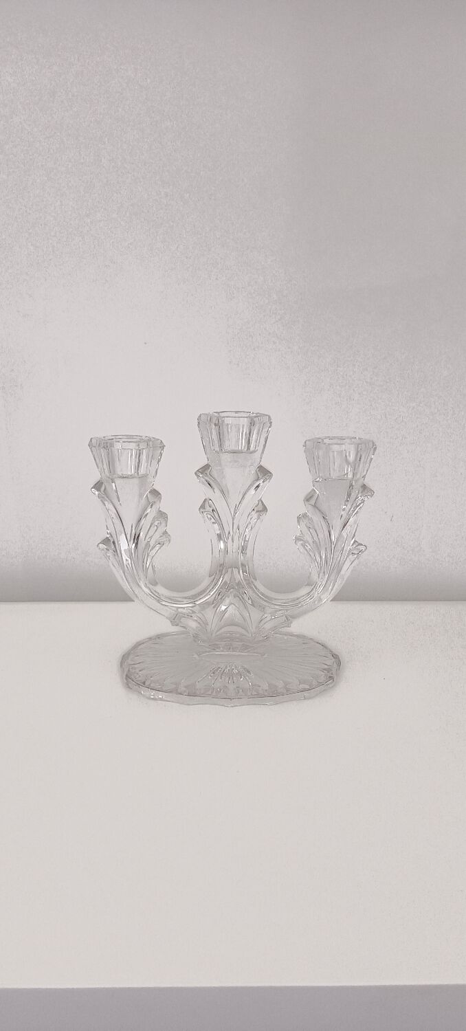 Candlestick candlestick 3 branches in transparent glass