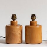 Pair of light wood table or bedside lamp bases, 1970s