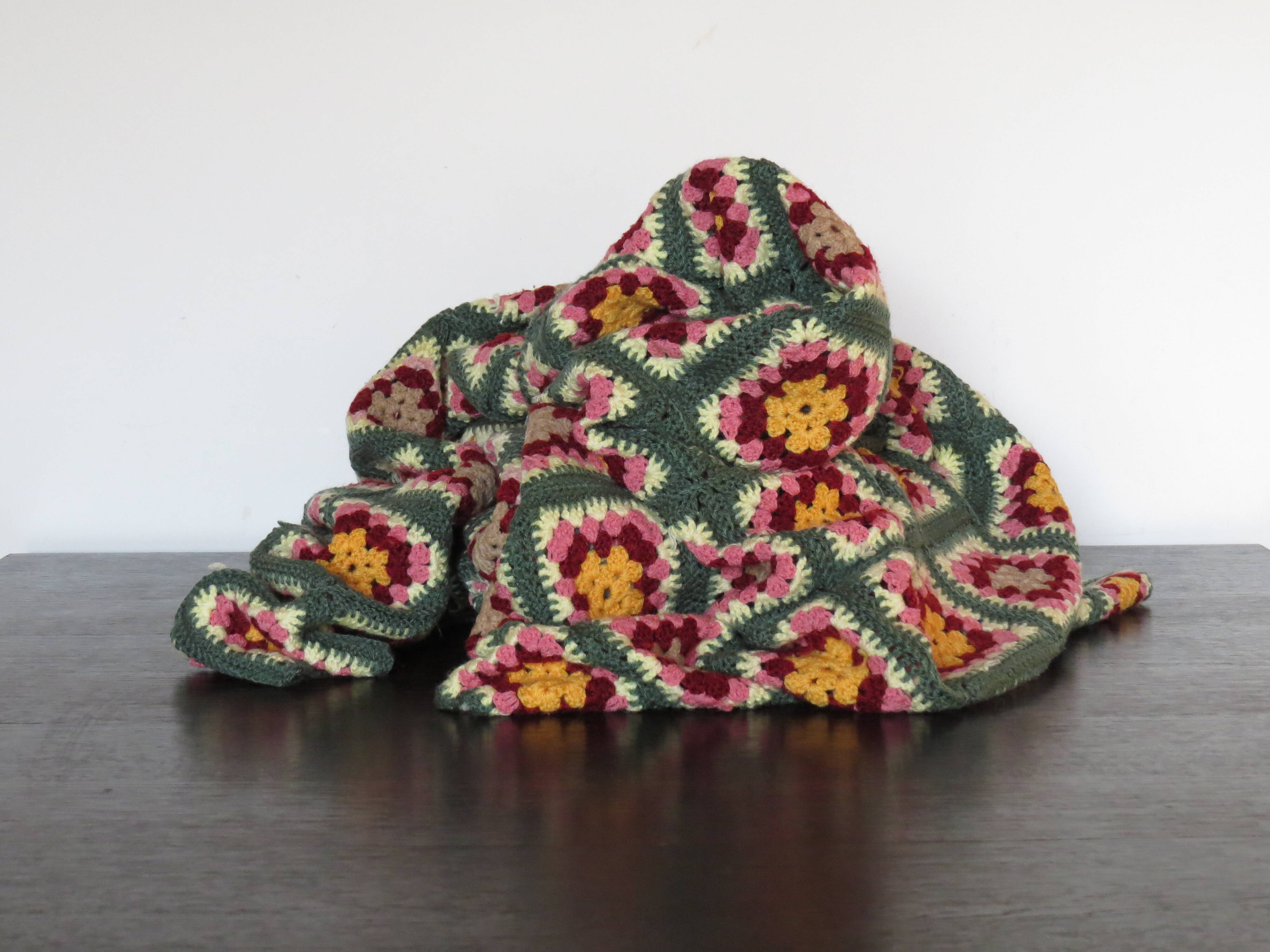 70's crochet blanket - handmade -