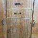 1950s two-body buffet, oak veneer, tapered legs.