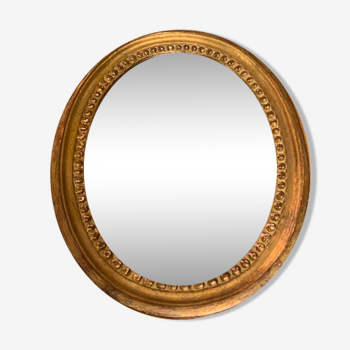 Miroir doré avec rond de perle, 31x24 cm