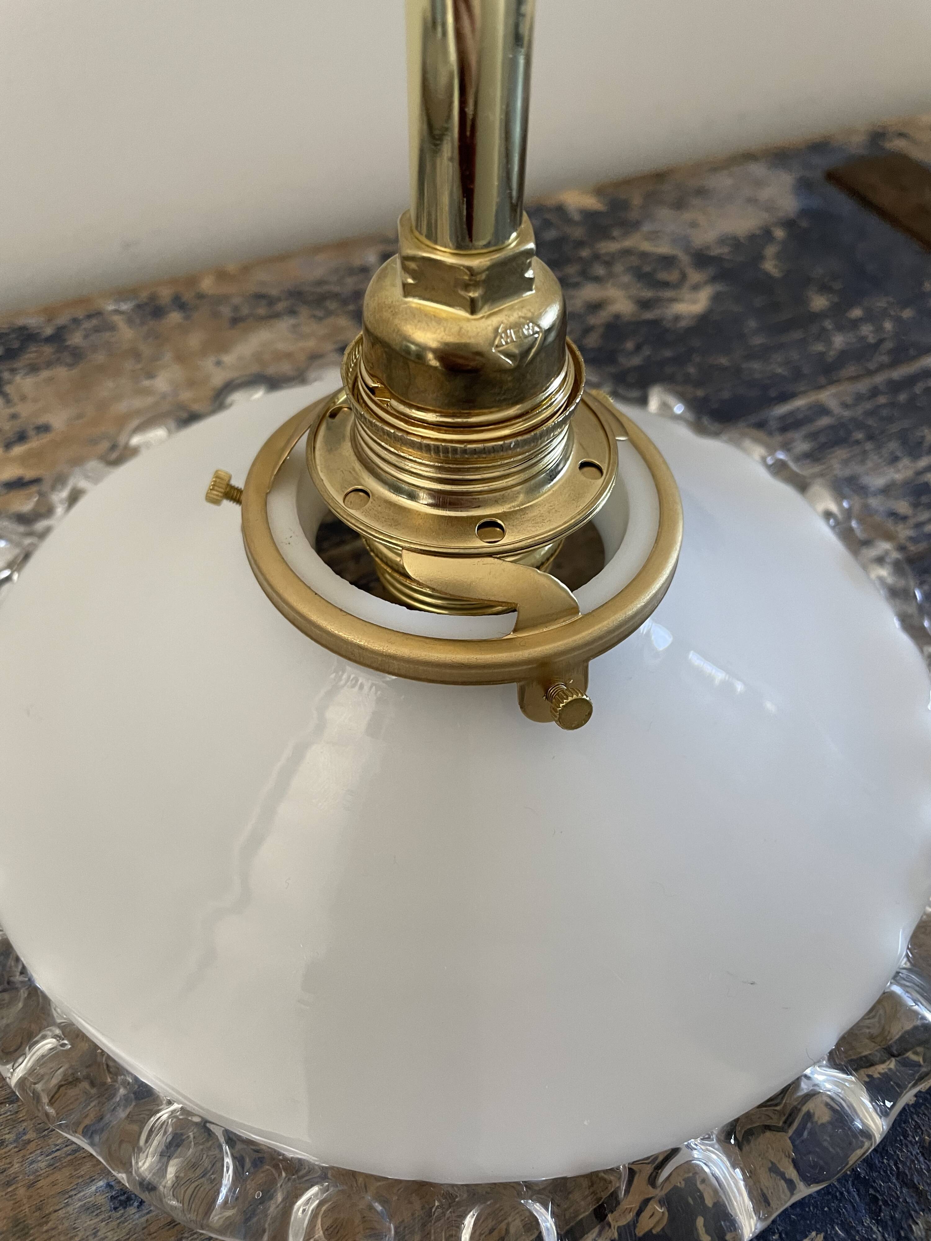 Vintage wall lamp in white opaline electrified to nine