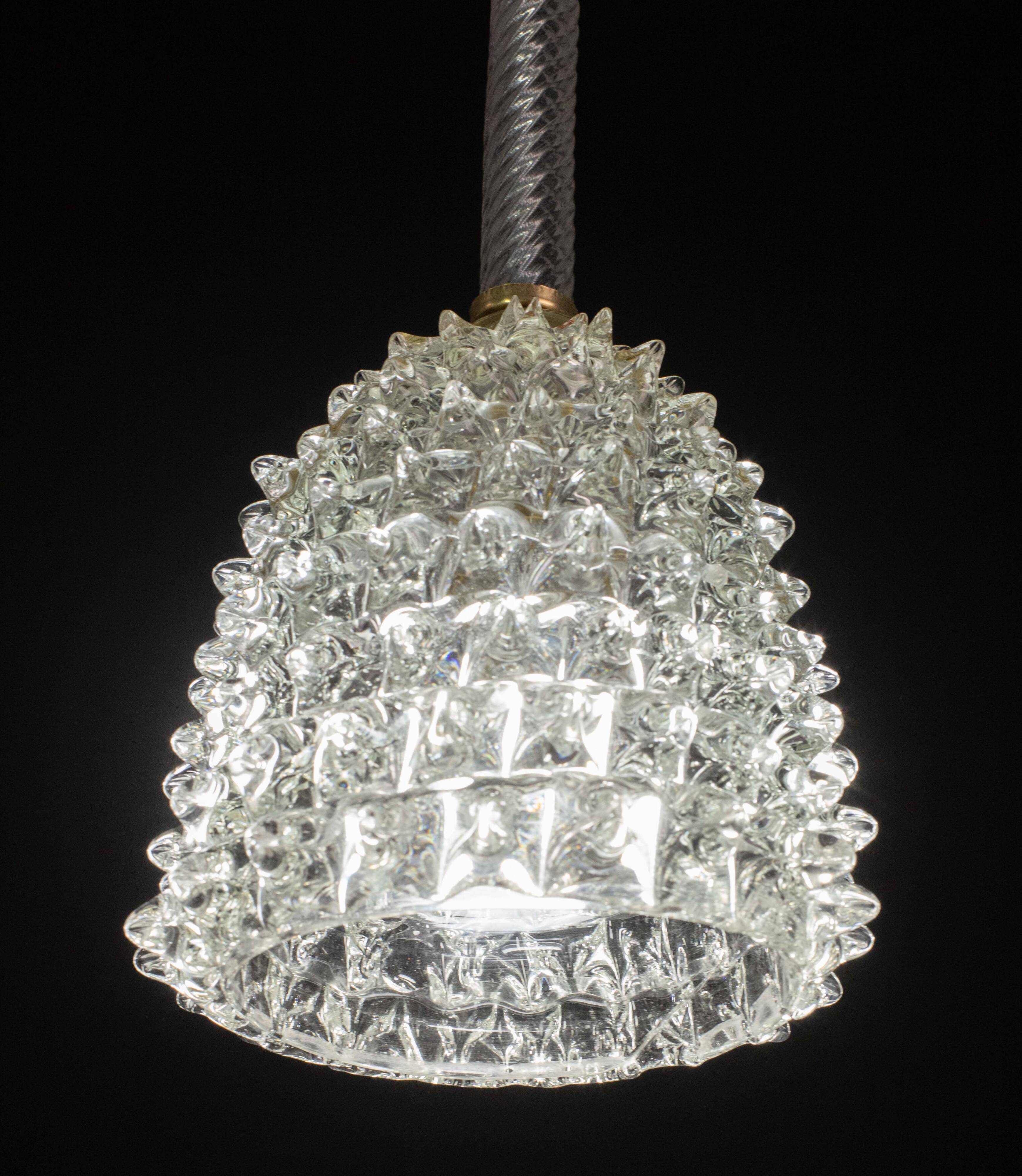 Extraordinary Clear Rostrato Murano Glass Penadant by Barovier & Toso, 1940