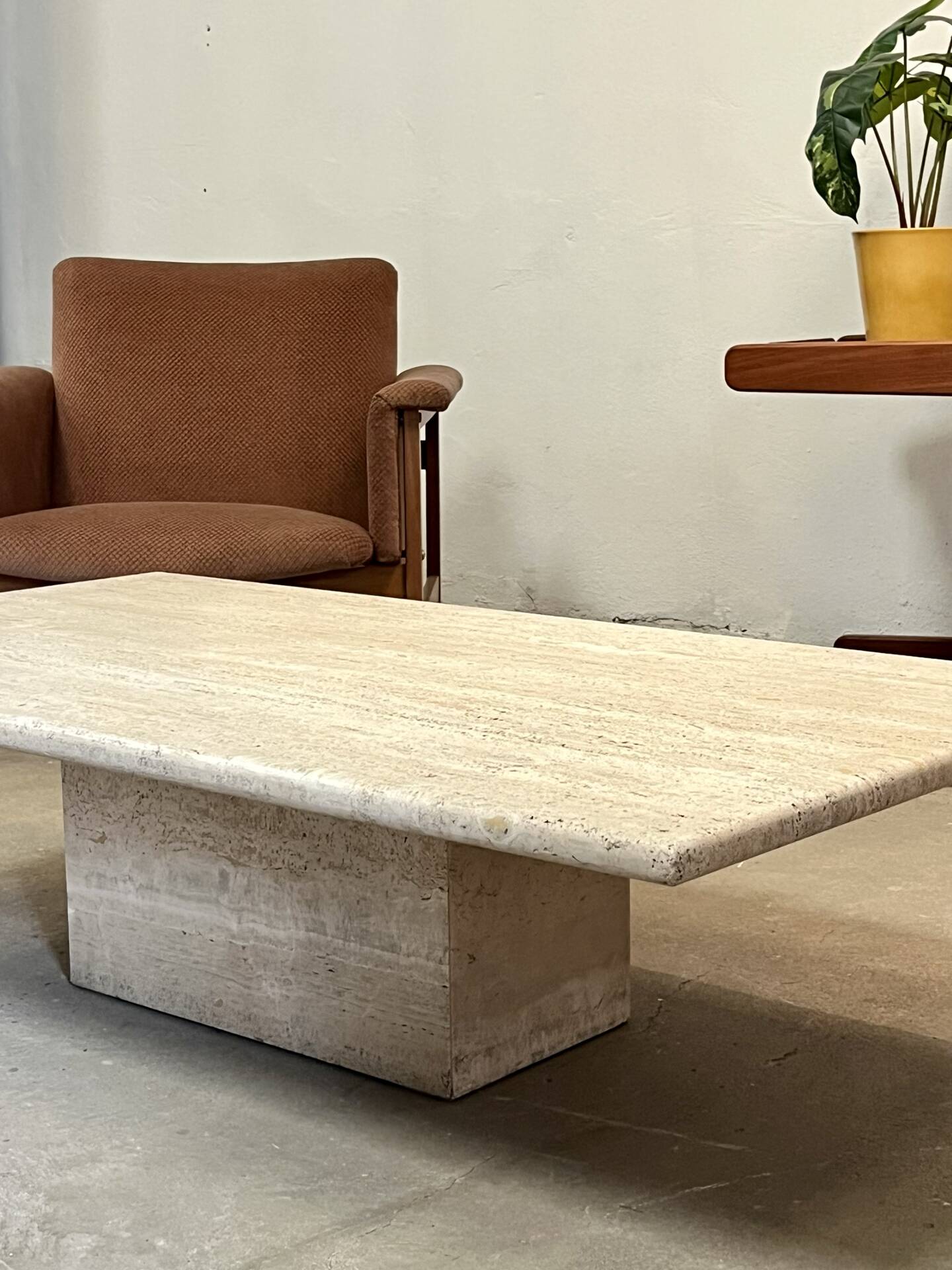 1970s travertine coffee table