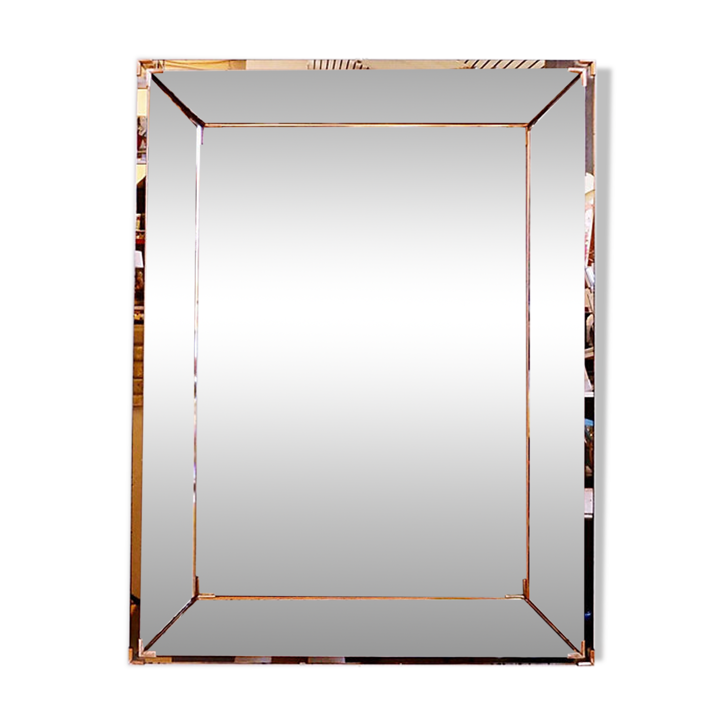 Rectangular mirror with pink parclose attributed to Jacques Adnet - circa 1940