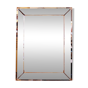 Rectangular mirror with pink parclose attributed to Jacques Adnet - circa 1940