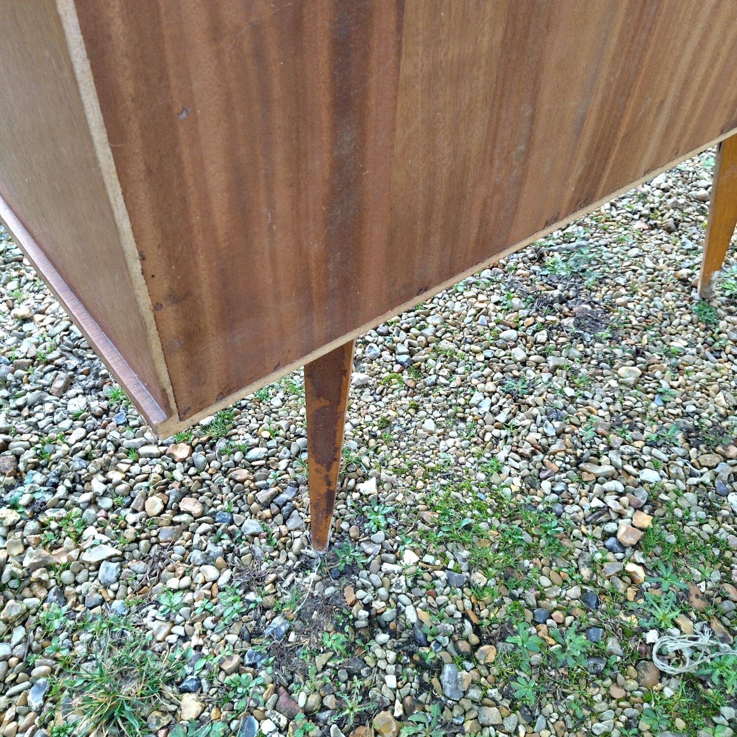 Glass bar veneered wood 50s compass