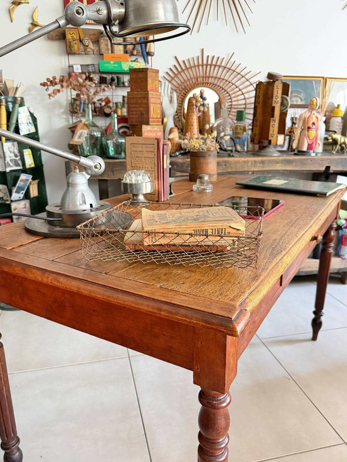 Old farmhouse table with turned legs