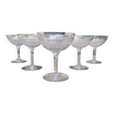 6 crystal champagne coupes Baccarat / Nancy