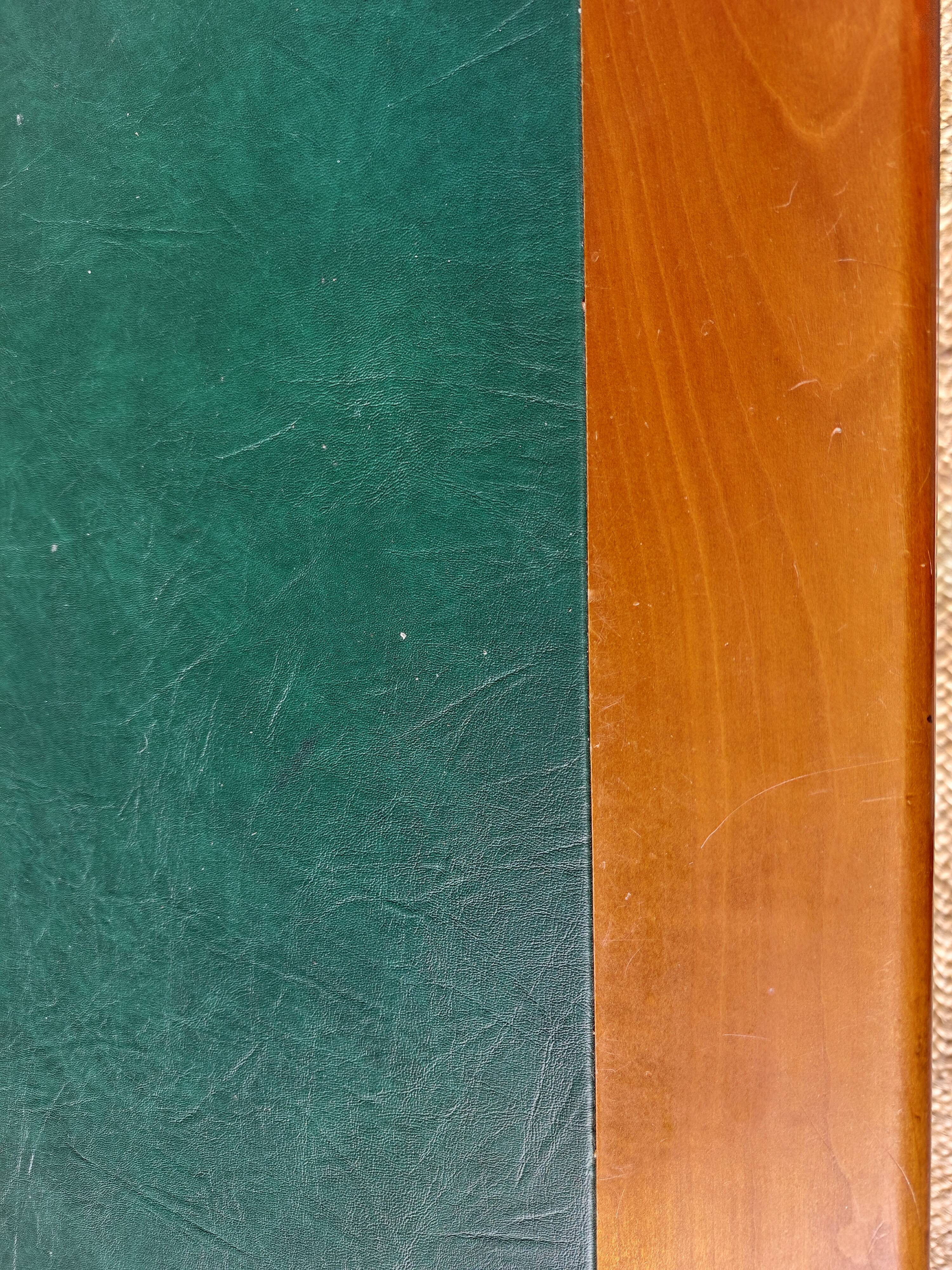 Desk, green leather top