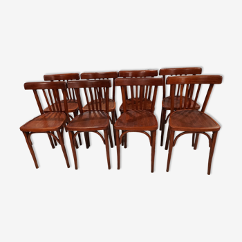 Suite de 8 chaises de Bistrot vintage années 1950