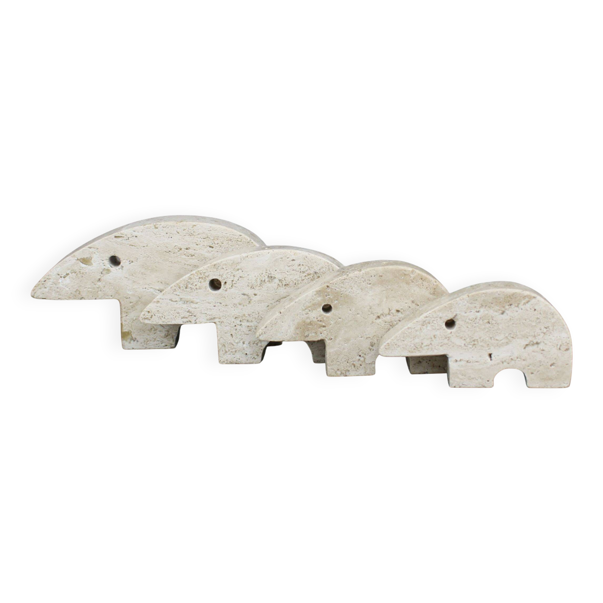 Set of 4 travertine anteaters Fratelli Mannelli vintage 70s