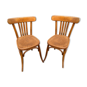 paire de chaises de troquet bistrot vintage bois courbé 1960